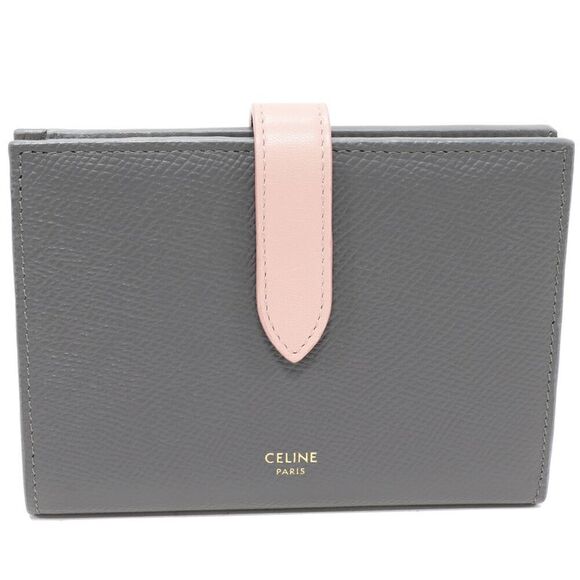 Celine Bifold Wallet Striped Calfskin Pink/Gray - Picture 1 of 6